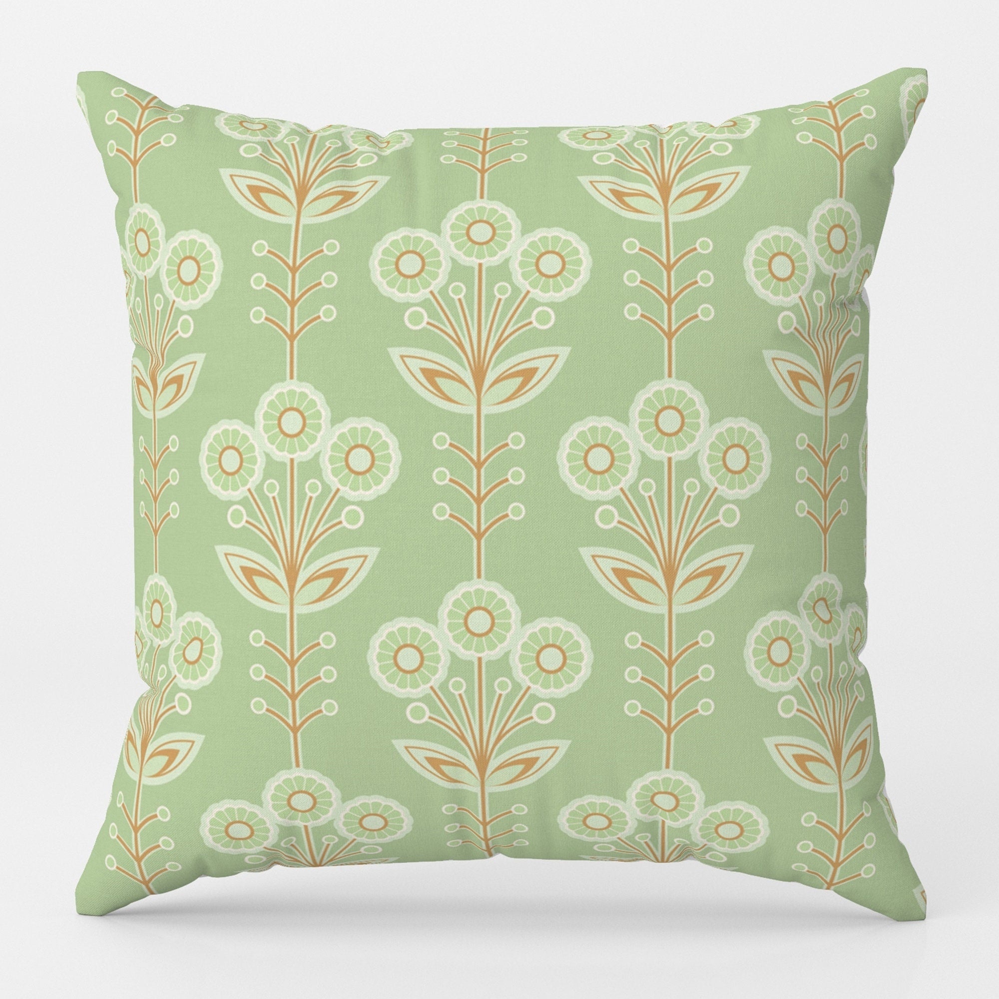 Vintage Green Floral Cushion Cover, Rustic Country Floral Throw Pillow Cover, Retro Floral Pillowcase, Soft Floral Throw Pillow Cover