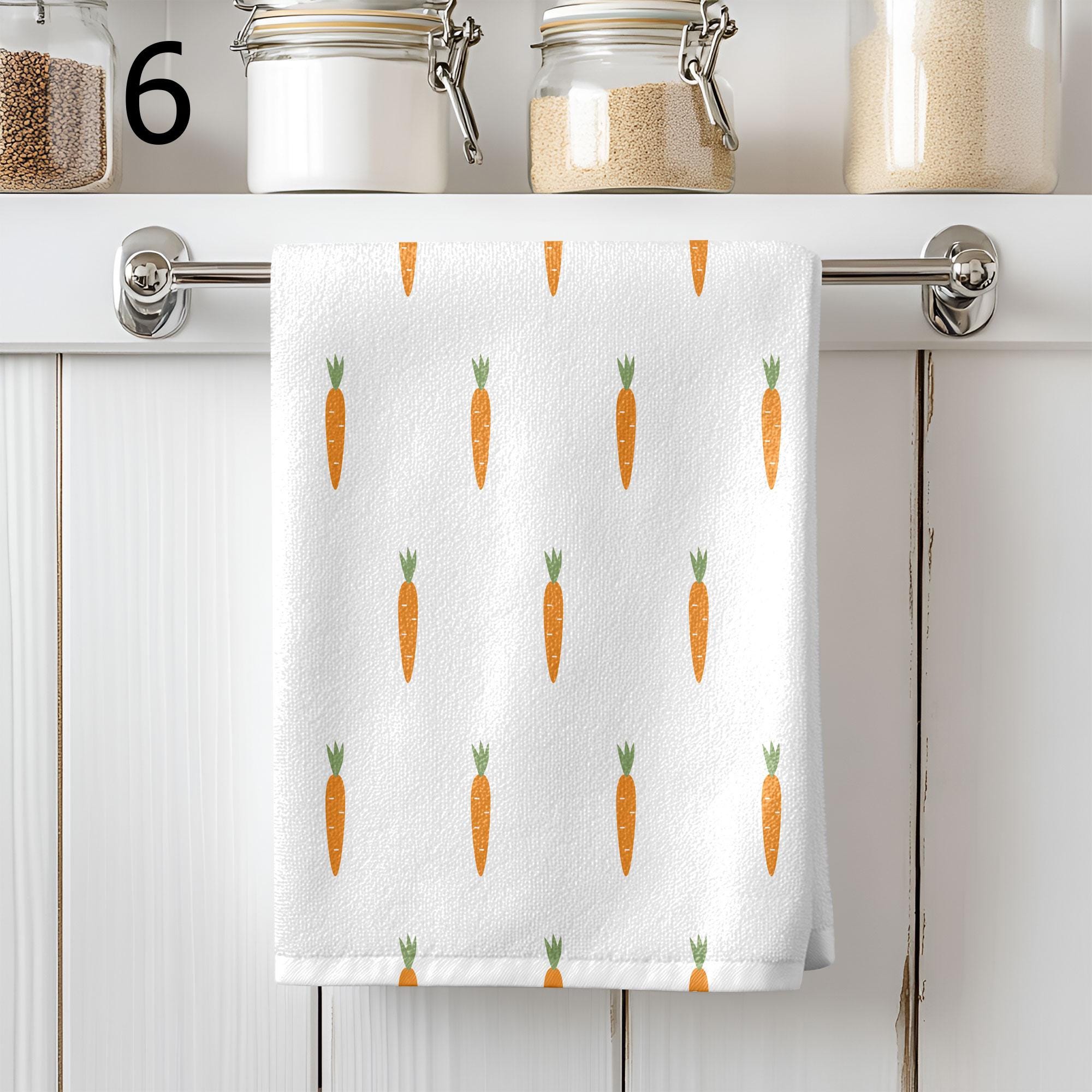 Easter Carrot Tea Towels, Happy Easter Tea Towels, Cute Easter Dish Towel, Carrot Kitchen Towels, Easter Hand Towel