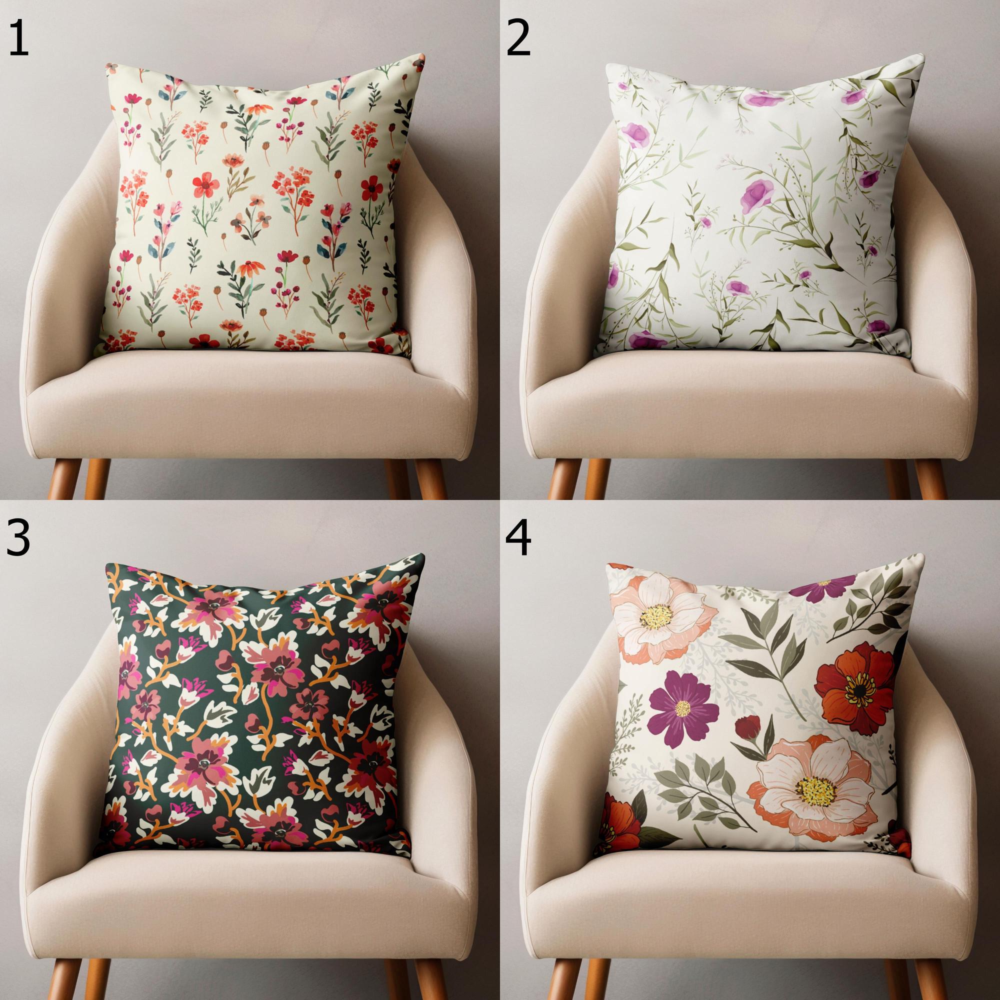 Wildflowers Pillow Covers, Farmhouse Floral Pillowcase, Floral Throw Pillow Cover, Country Flowers Print Pillowcases, Floral Cushion Covers