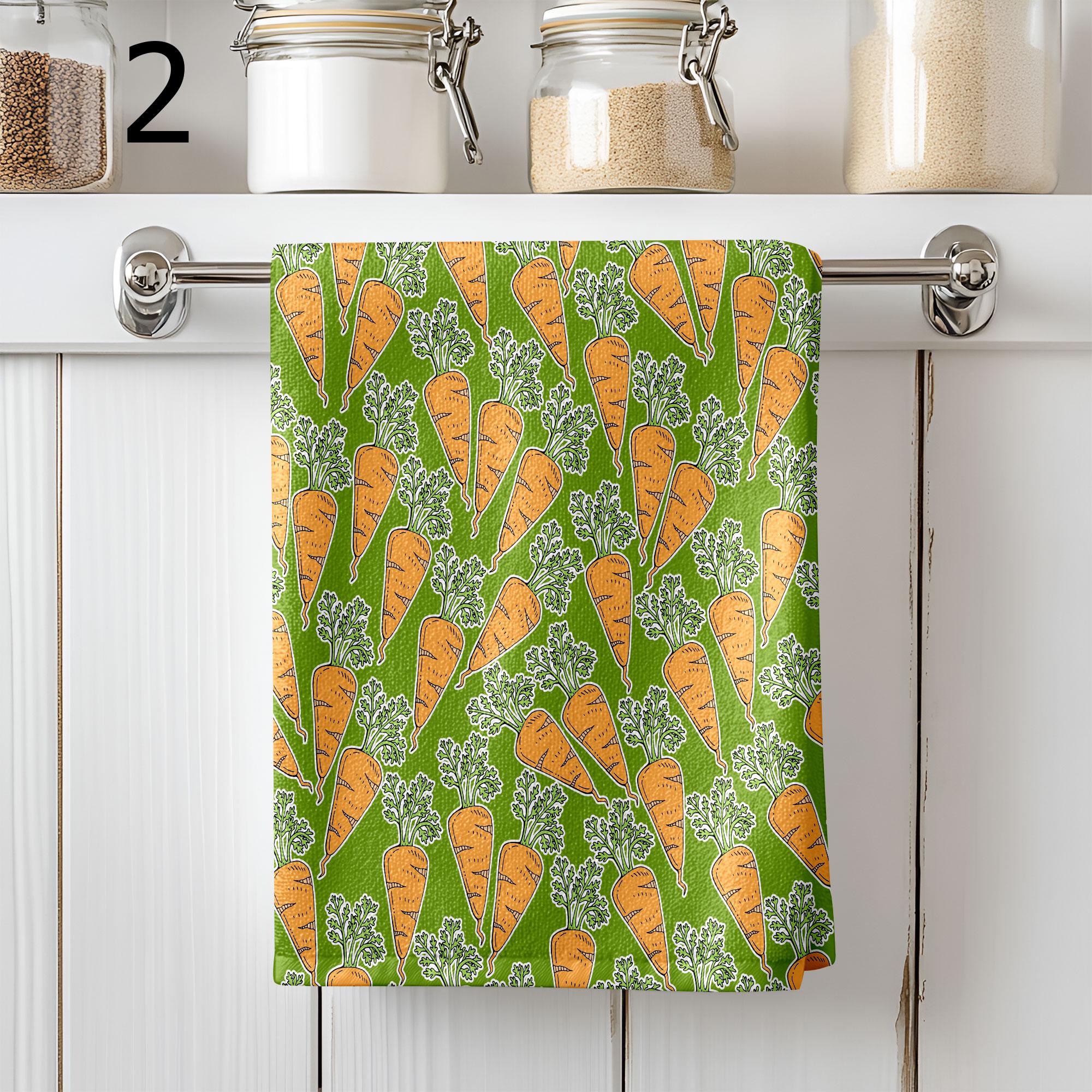 Easter Carrot Tea Towels, Happy Easter Tea Towels, Cute Easter Dish Towel, Carrot Kitchen Towels, Easter Hand Towel