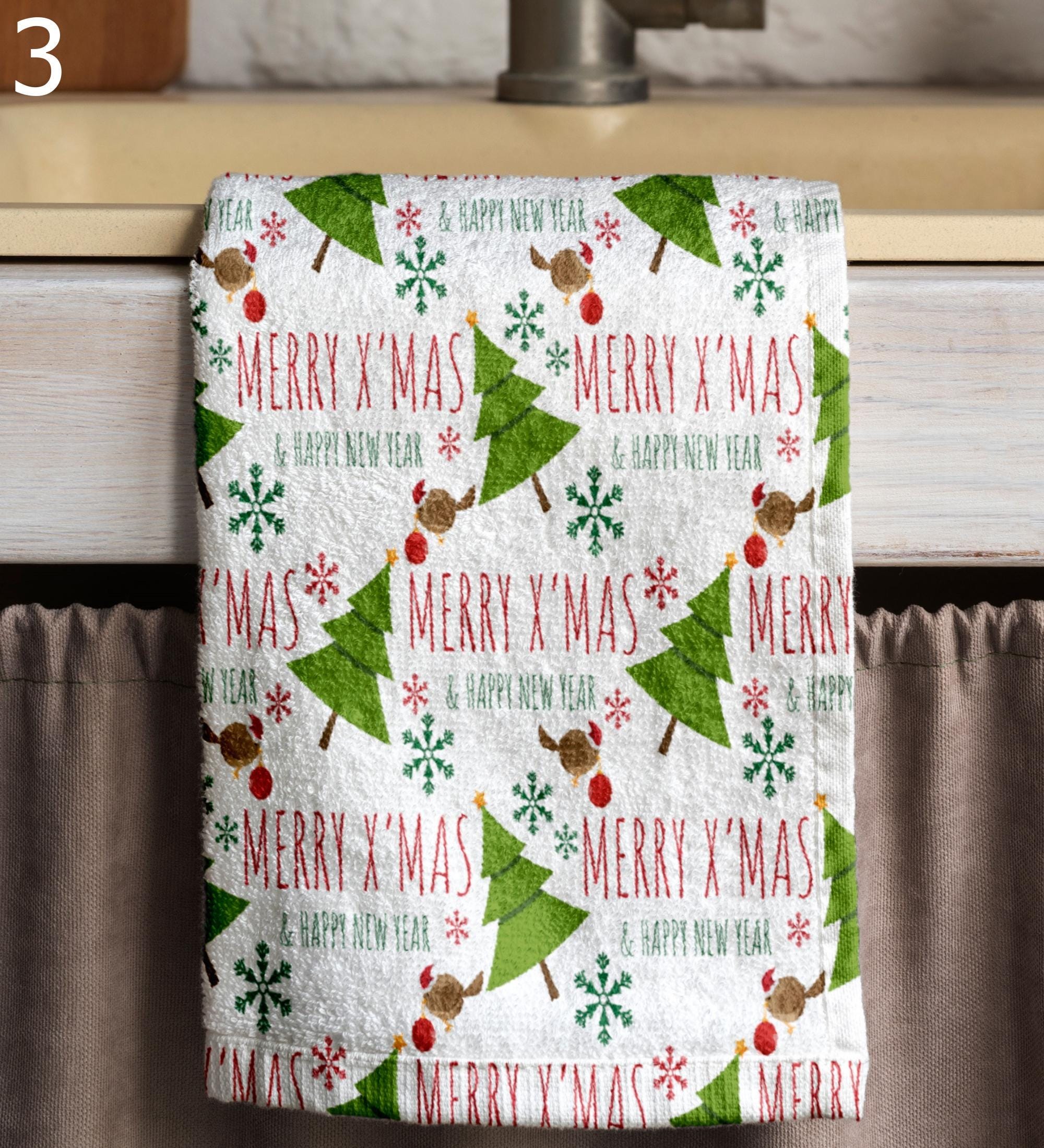 Mery Christmas Hand Towels, Xmas Deer Towels, Winter Holiday Dish Towels, Christmas Kitchen Decor Dish Towel, Noel Deer Kitchen Towels