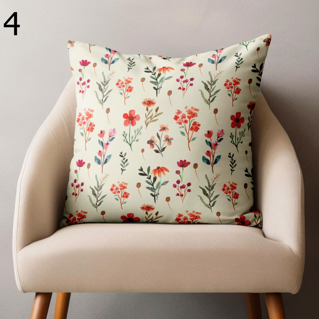Farmhouse Floral Cushion Cover, Wildflowers Pillow Covers, Floral Throw Pillow Cover, Flowers Print Pillowcase,  Farmhouse Floral Pillowcase