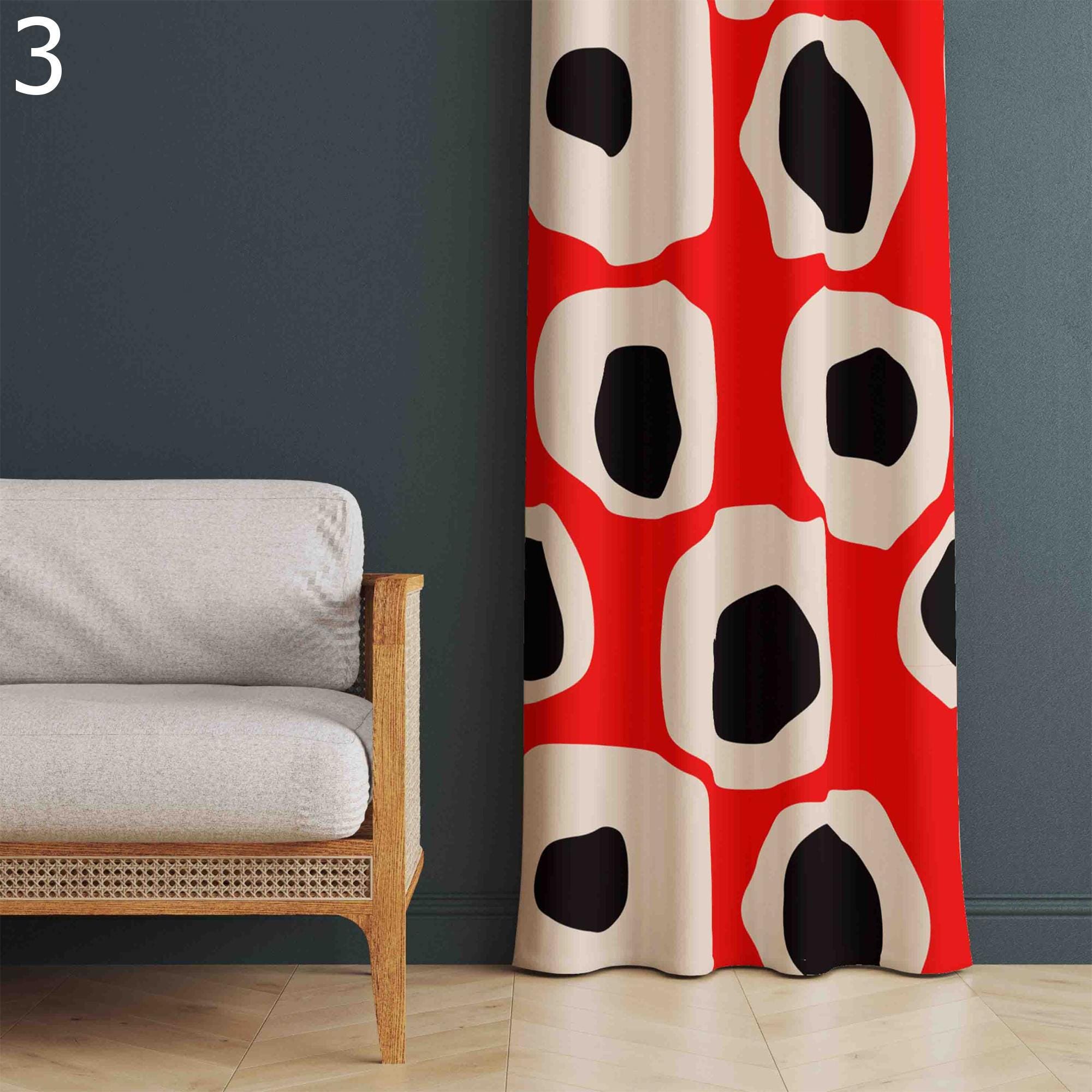 Retro 70s Curtains, Mcm Curtain Panels, Retro Modern Art Deco Style Curtain, Retro Groovy Curtains, Mid Century Modern Curtain Panels