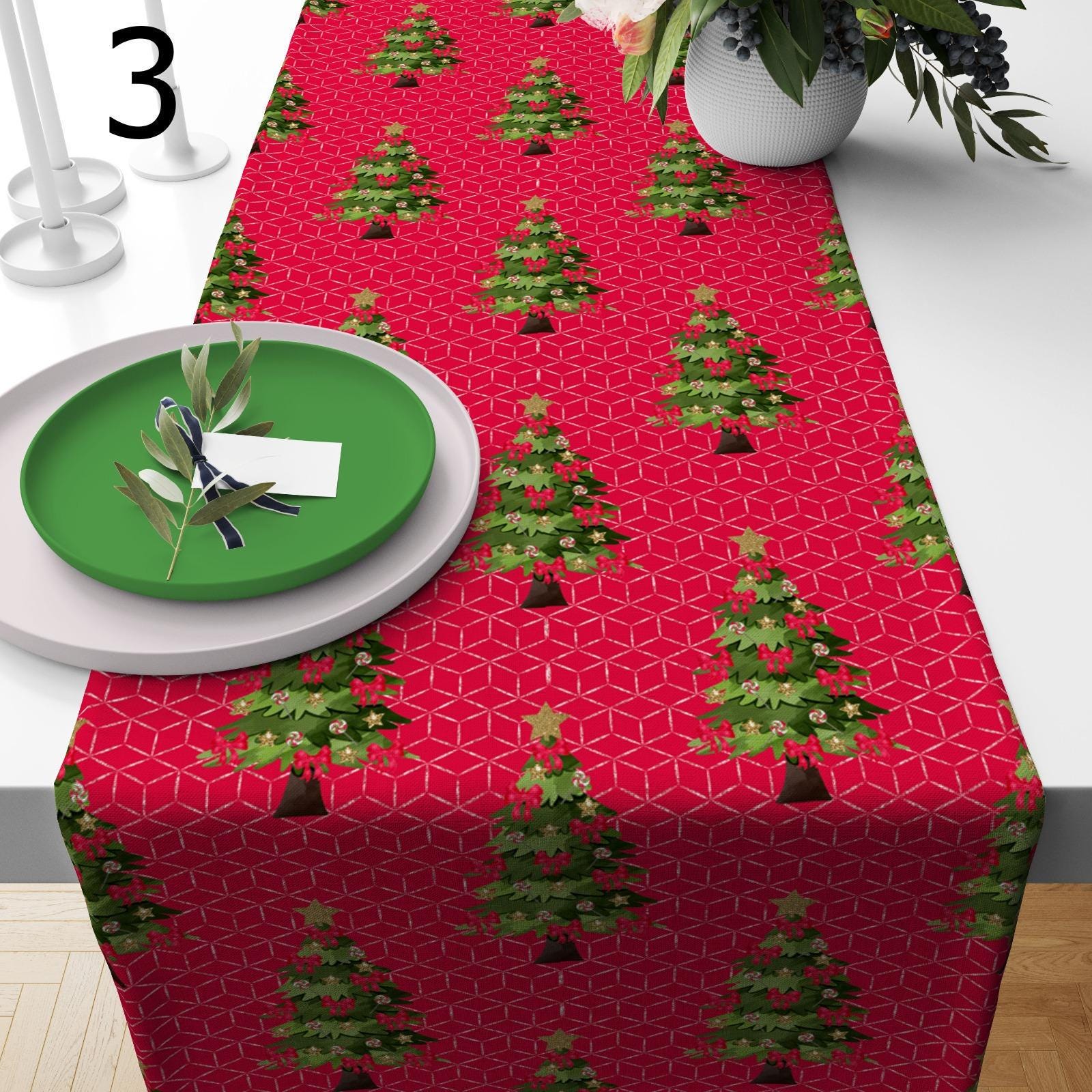 Christmas Pine Tree Table Runner, Holiday Pine Tree Table Runner, Xmas Table Runner, Merry Christmas  Table Runner, Christmas Table Cloth