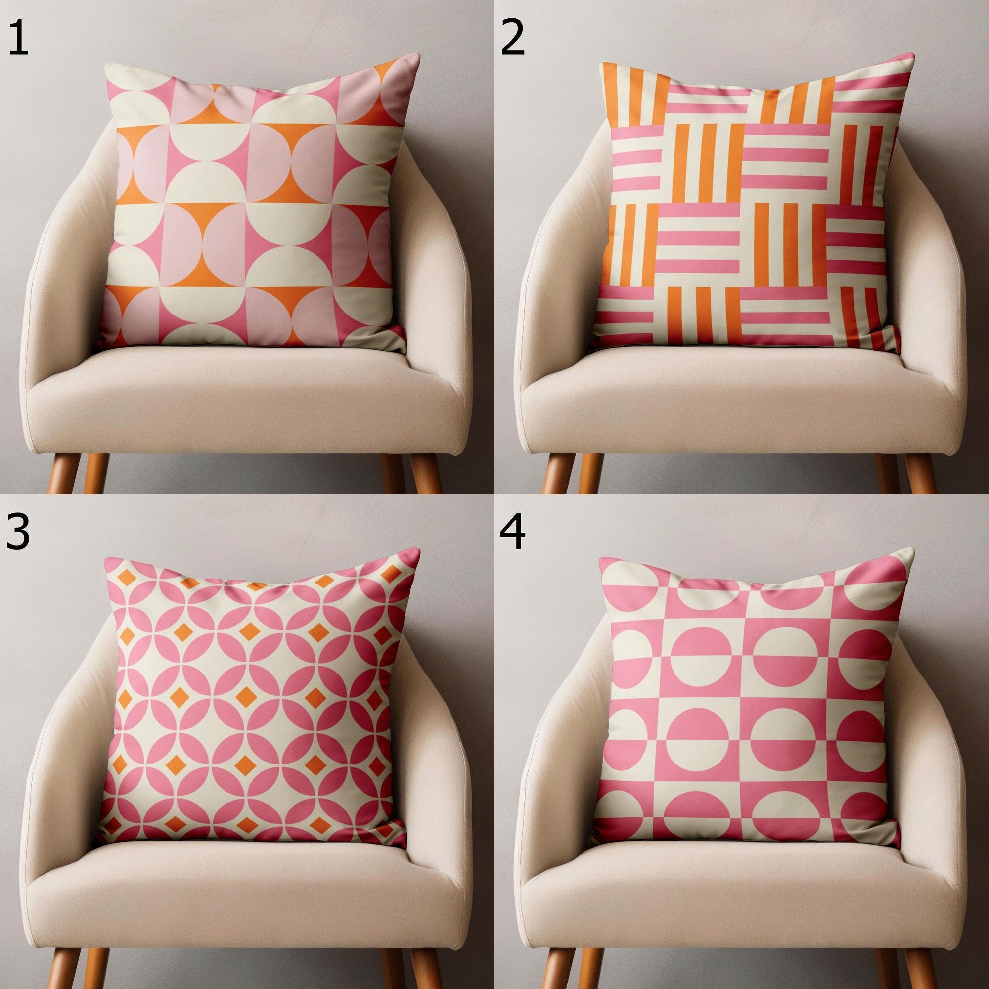 70s Retro Abstract Throw Pillow Cover, Retro Geometric Abstract Cushion Cover, Mid Century Bauhaus Pillow Covers, Mcm Bauhaus Pillowcase