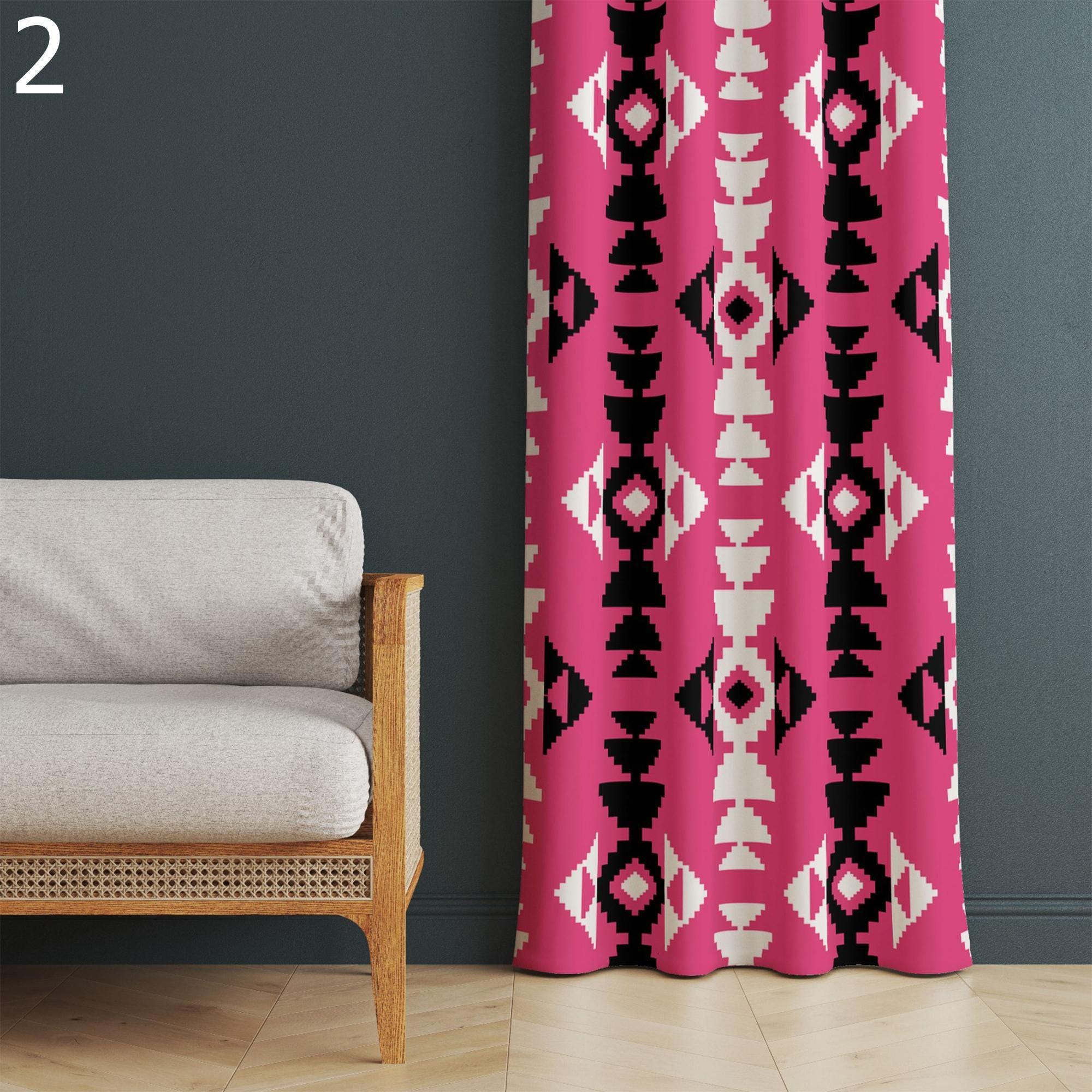 Ethnic Print Drapes, Southwest Modern Curtains, Southwestern Window Curtains, Rug Design Blackout Curtain, Ethnic Western Grommet Curtain