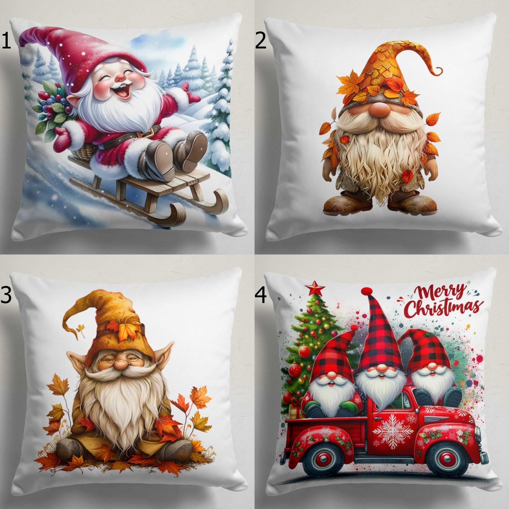 Christmas Funny Throw Pillow Cover, Christmas Gnome Pillowcase, Merry Christmas Pillow Covers, Funny Christmas Gnome Print Cushion Covers