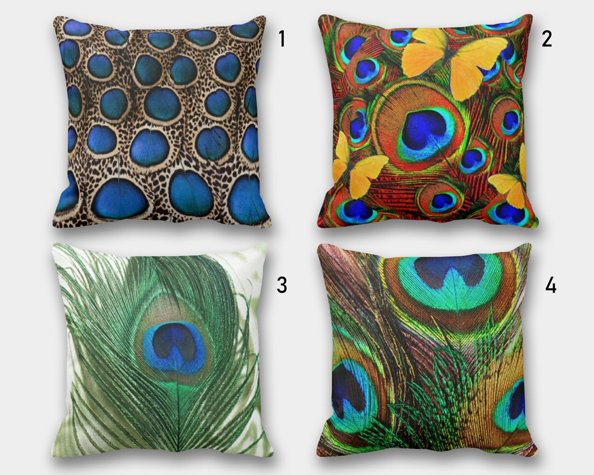 Peacock Pillow Cover, Peacock Cushion Cover, Peacock Tail Throw Pillow, Peacock Feather Pillowcase, Decorative Throw Pillow Case, Home Decor