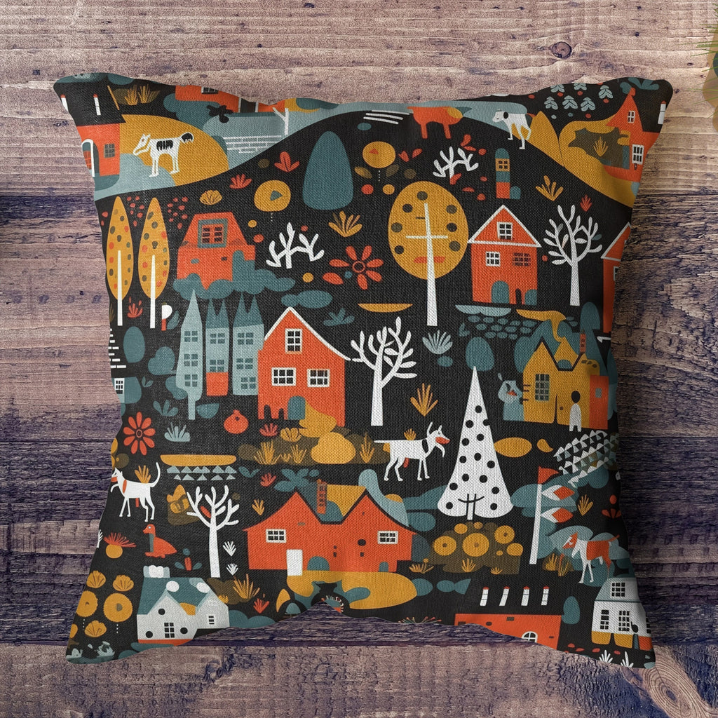 Scandinav Winter Cushion Cover, Xmas Winter Animals Scandinav Pillow Cover, Holly Winter Pillow Cover, Christmas Scandinav Pillow Cover