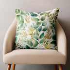 Botanical Floral Pillow Covers, Exotic Flowers Cushion Cover, Green Floral Pillowcase, Tropic Flowers Pillow Case,  Floral Home Decor