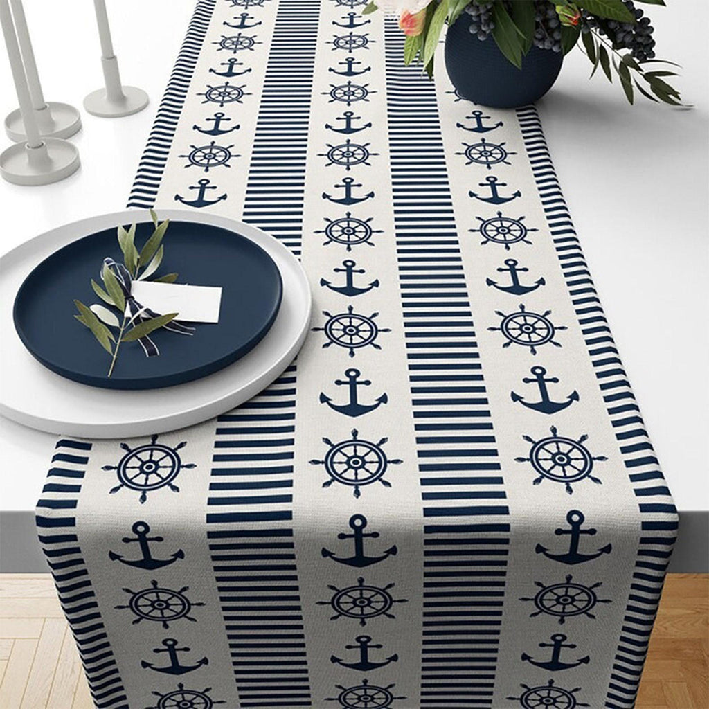 Nautical Table Runner, Sea Life Table Runner, Fish Table Runner, Blue and Mint Coral Table Runner, Anchor Table Runner, Marine Table Runner