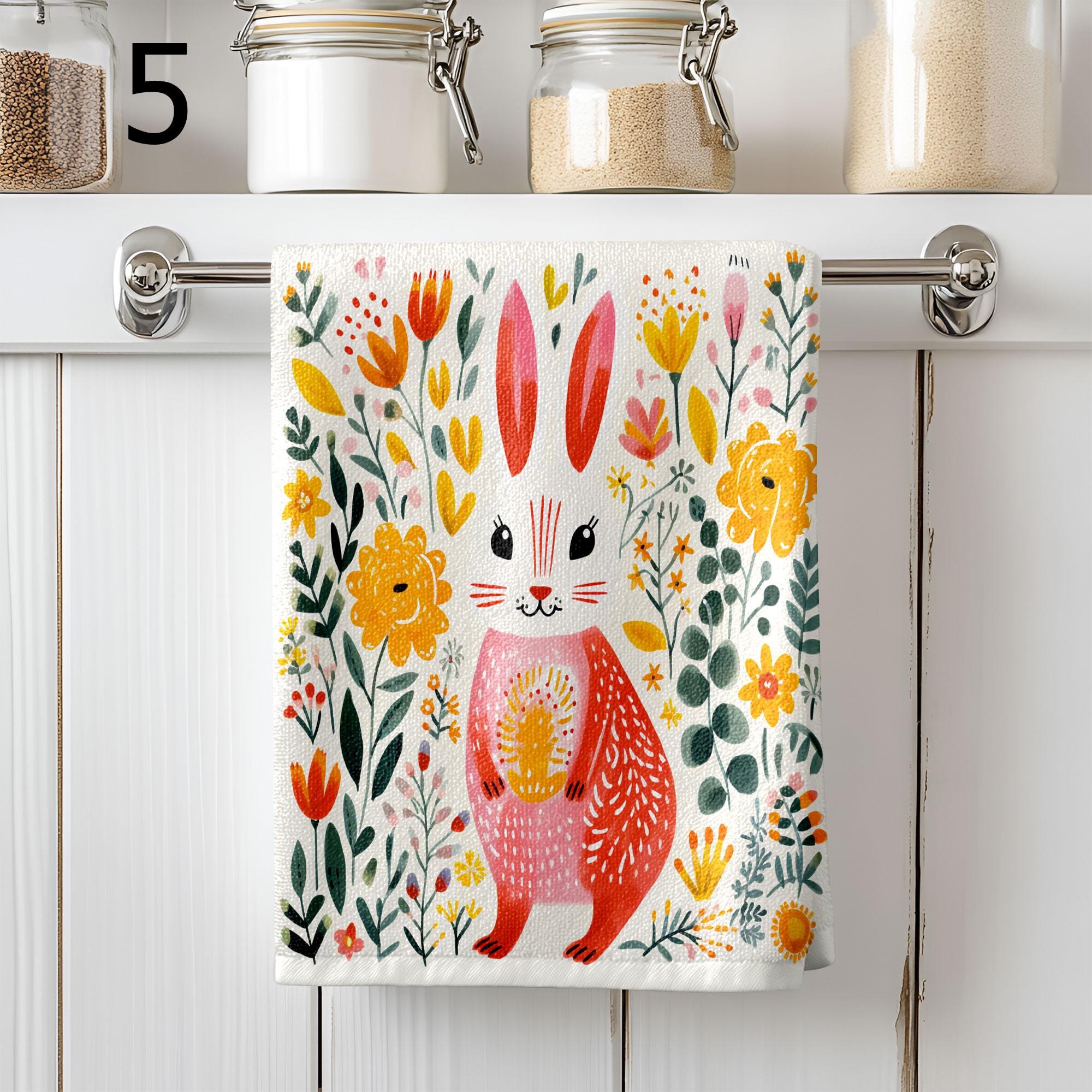 Easter Bunny Dish Towel, Cute Easter Decorative Tea Towel, Easter Fingertip Towels, Bunny Fingertip Towels, Cute Easter Bunny Tea Towels