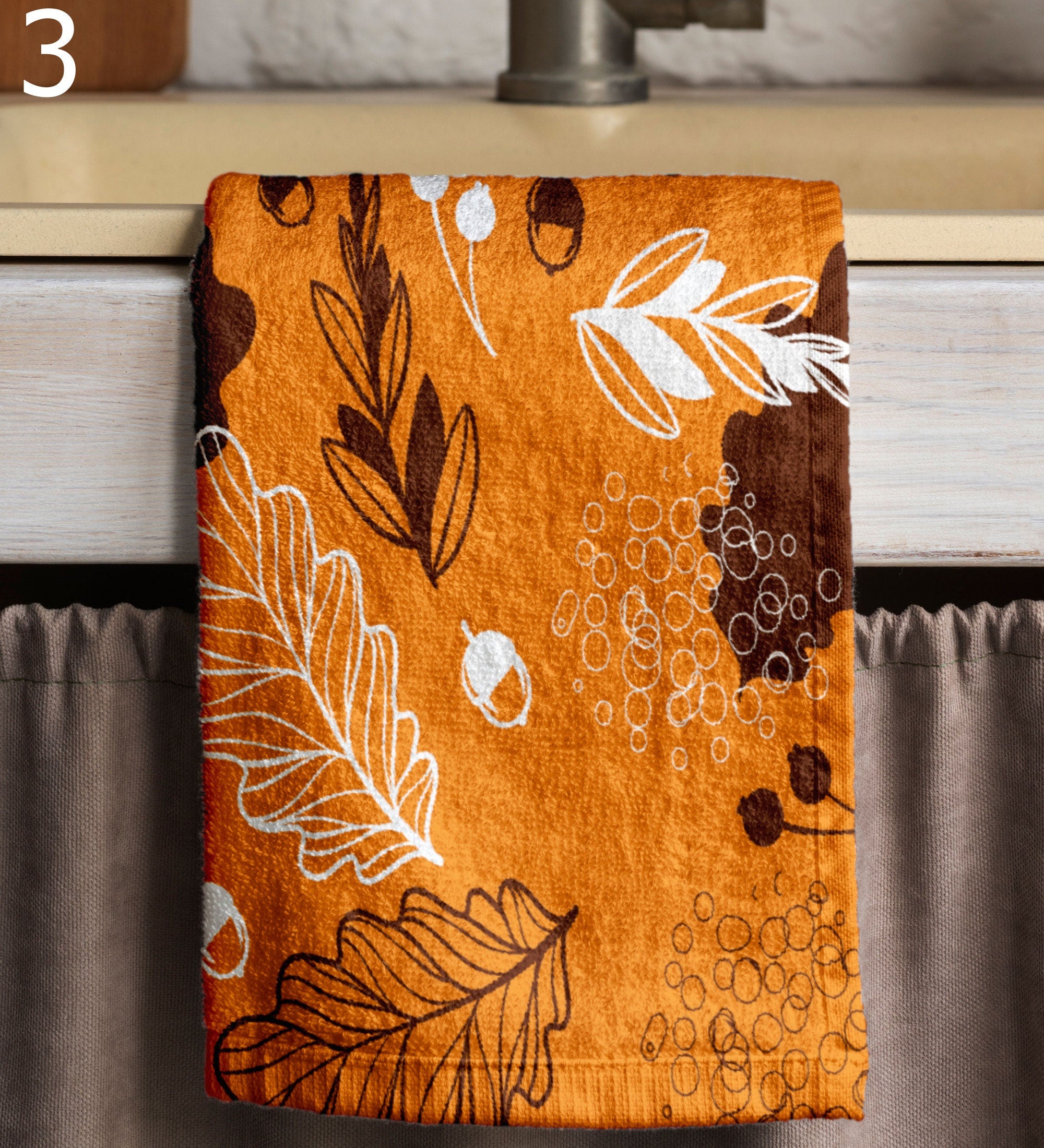 Autumn Leaves Tea Towels, Fall Dish Towel, Fall Leaf Hand Towel, Orange Leaves Kitchen Towels, Autumn Leaf Tea Towels Kitchen Decor