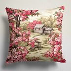 Spring Trees Floral Throw Pillow Cover, Fruit Tree Flowers Pillow Covers, Farmhouse Pink Flowers Cushion Covers, Spring Flowers Pillowcases