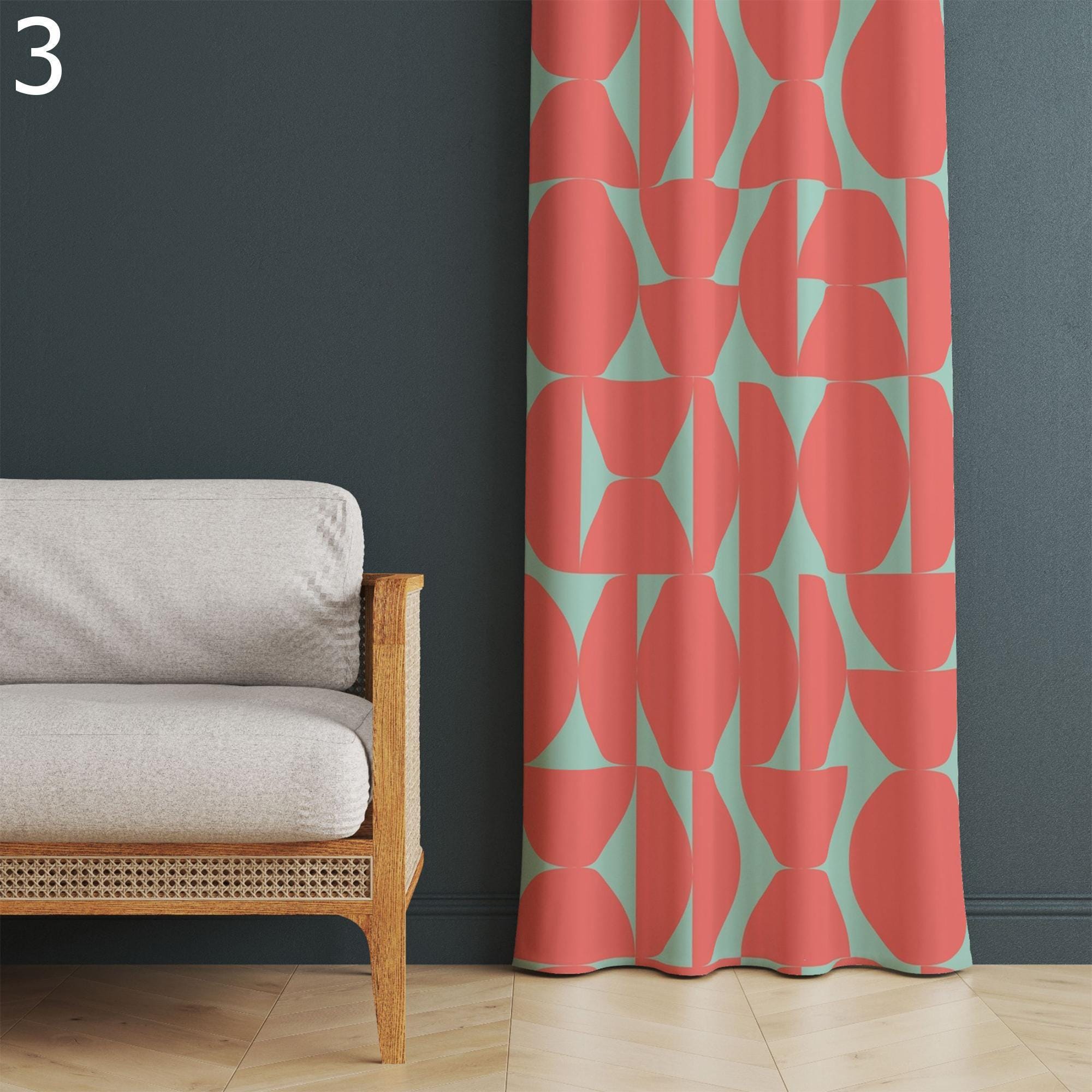 70s Curtain Panels, Retro Green Curtains, Mid Century Modern Design Curtain Panels, 60s Retro Mcm Drapes, 80s Retro Vintage Curtain
