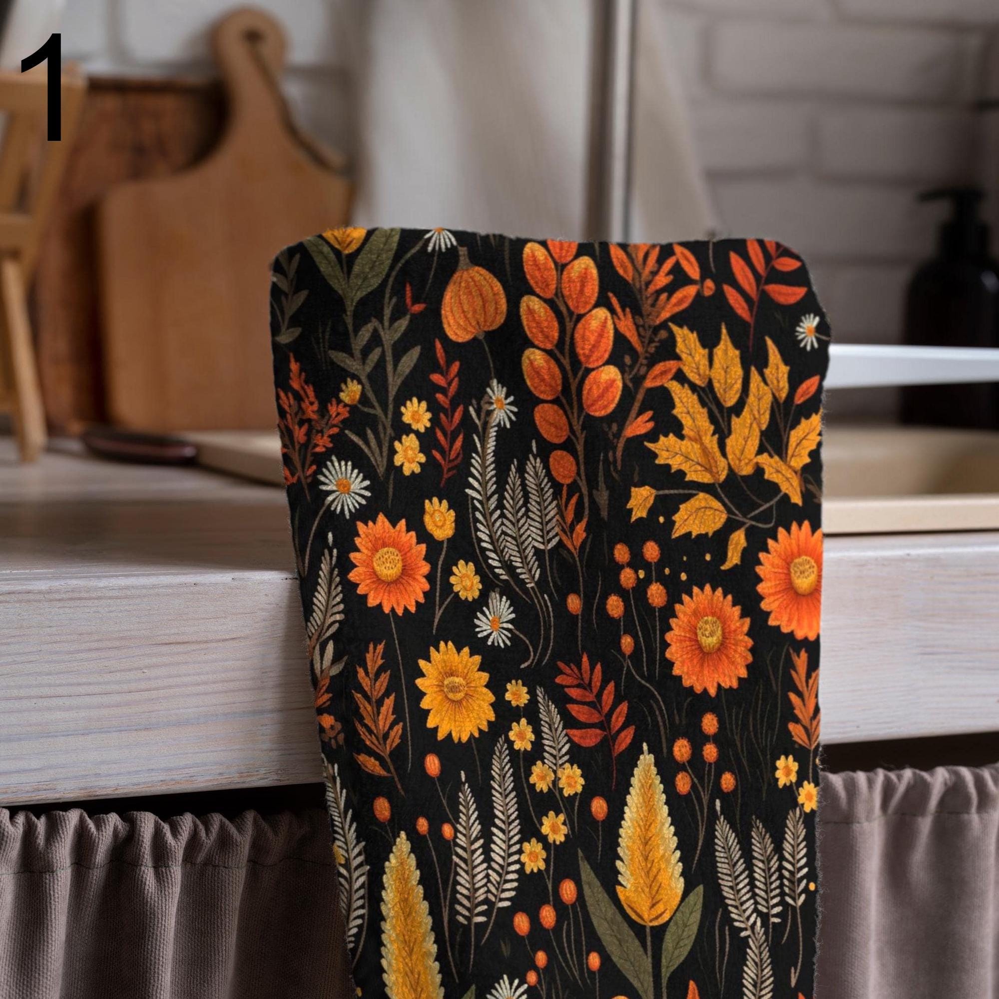Autumn Leaves Tea Towels, Thanksgiving Tea Towel, Autumn Kitchen Dish Towels, Fall Kitchen Hand Towel, Thanksgiving Kitchen Tea Towel