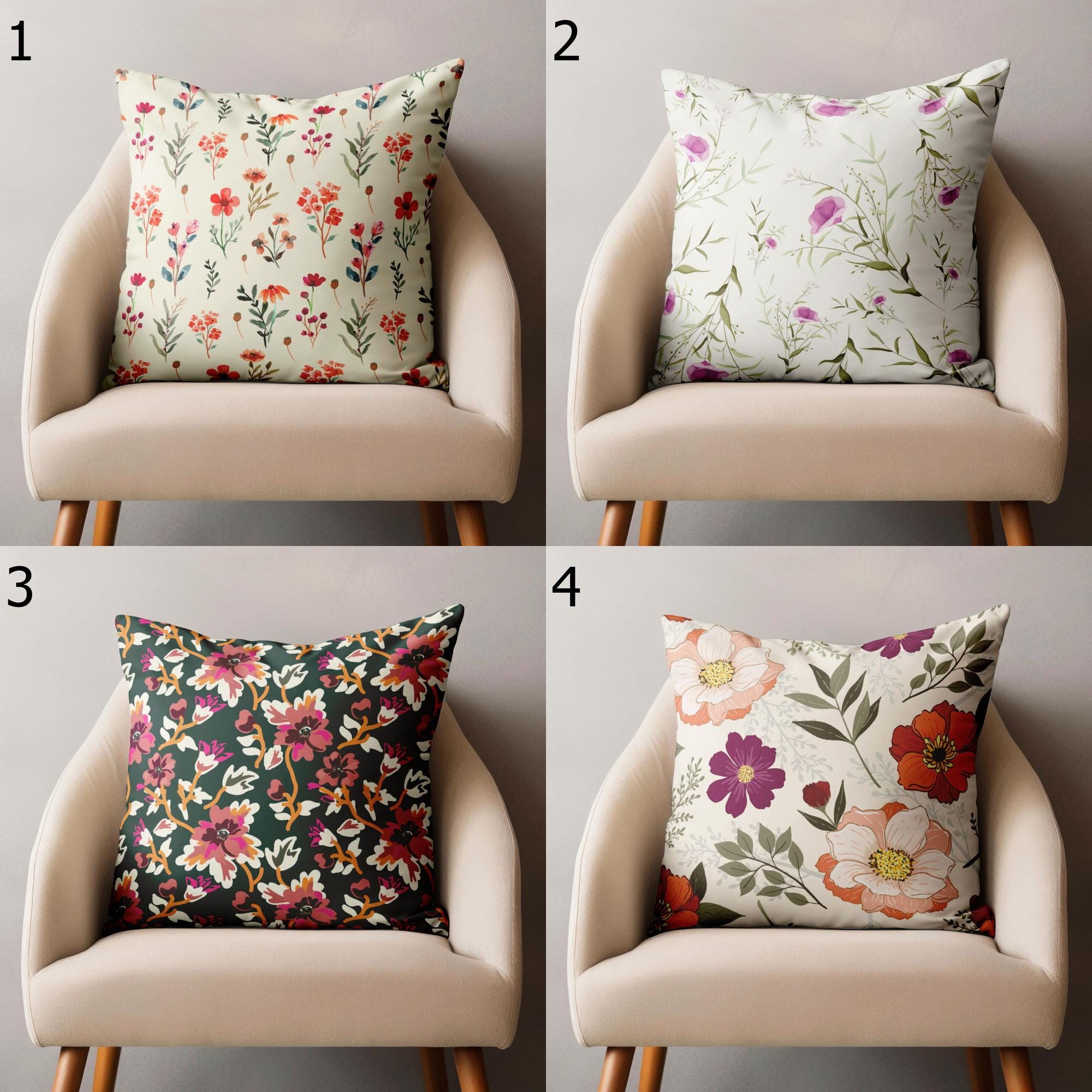 Wildflowers Pillow Covers, Farmhouse Floral Pillowcase, Floral Throw Pillow Cover, Country Flowers Print Pillowcases, Floral Cushion Covers