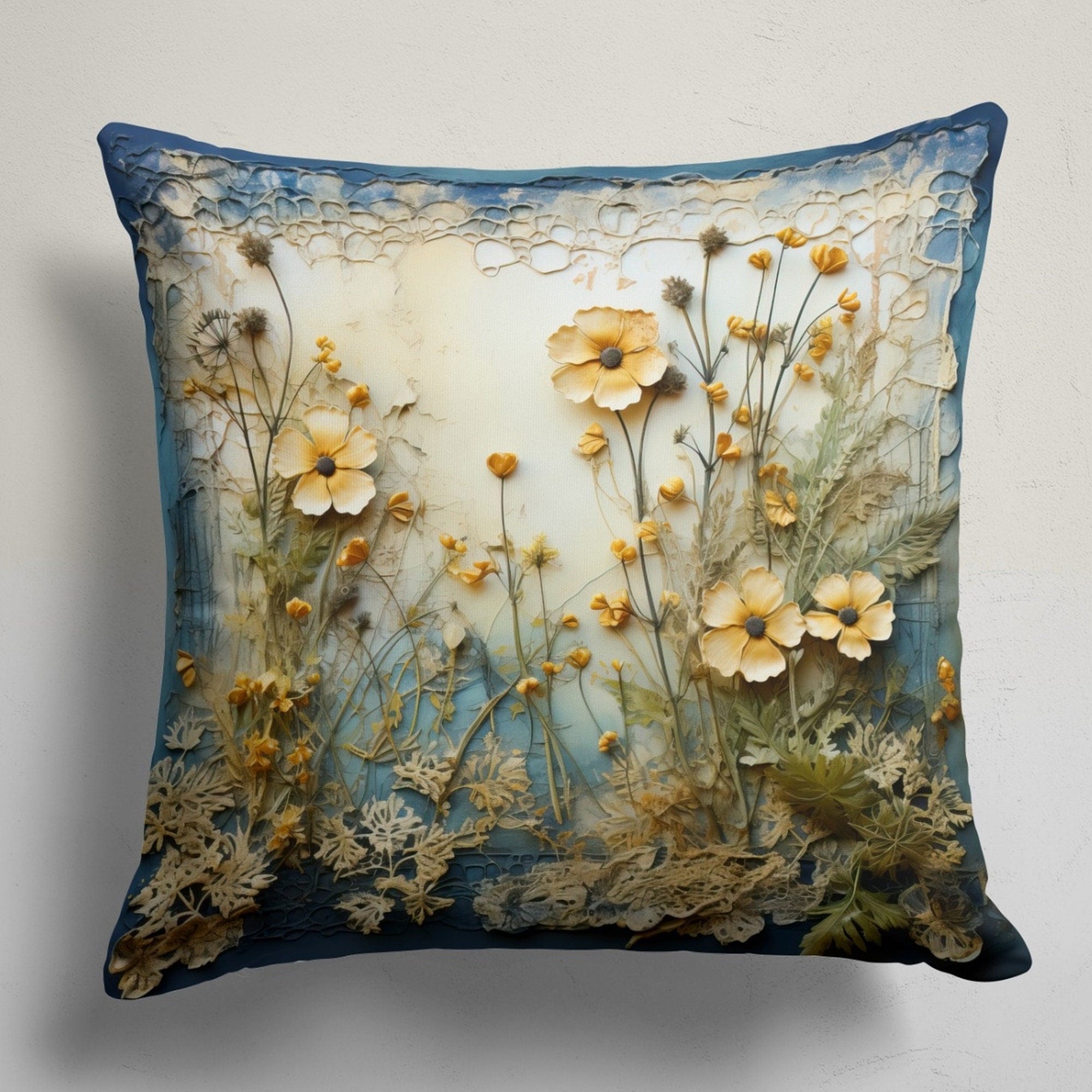 Wildflowers Pillow Covers, Flowers Throw Pillow Covers, Multicolor Floral Cushion Cover, Floral Printed Pillow Cases