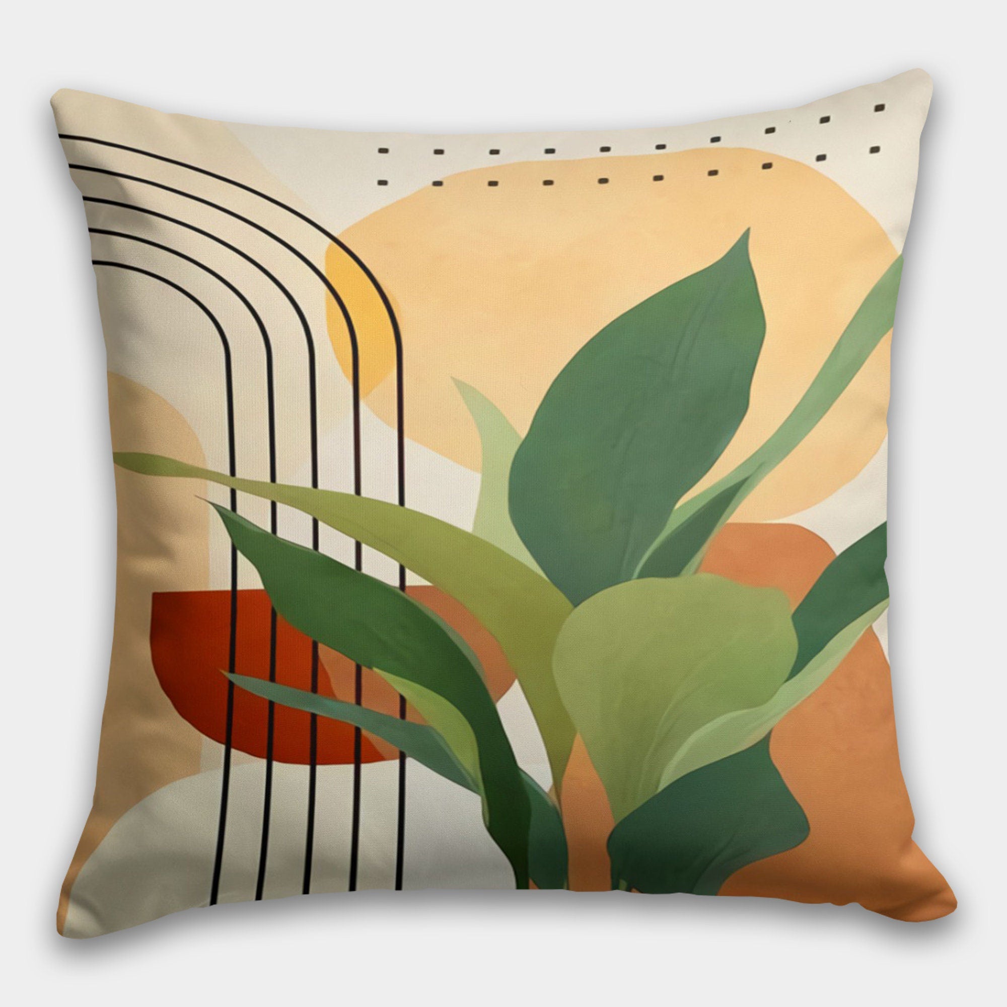 Tropical Leaves Pillow Cover, Boho Abstract Pillow Case, Excotic Leaf Pillowcase, Summer Trend Cushion Cover, Decorative Pillow Covers
