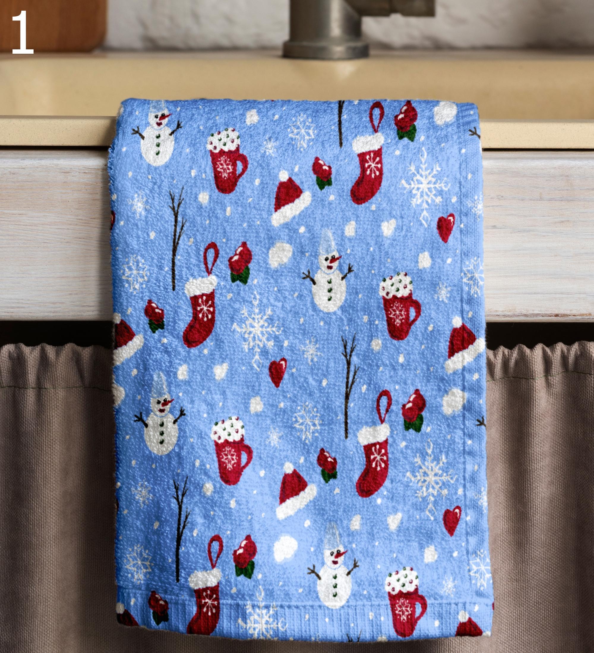 Mery Christmas Hand Towels, Xmas Deer Towels, Winter Holiday Dish Towels, Christmas Kitchen Decor Dish Towel, Noel Deer Kitchen Towels