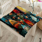 Tropical Floral Chair Cushions, Hawaiian Leaf Seat Pad Covers, Exotic Summer Patio Pillows, Botanical Island Decor Chair Pads