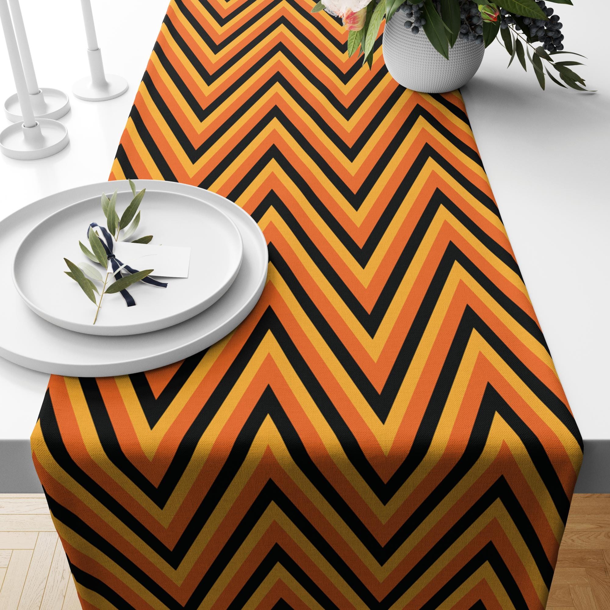 70s Retro Table Runner, Mid Century Modern Table Runner, Retro Party Table Decor, 70s Zigzag Table Runner, Retro Vintage Table Runner