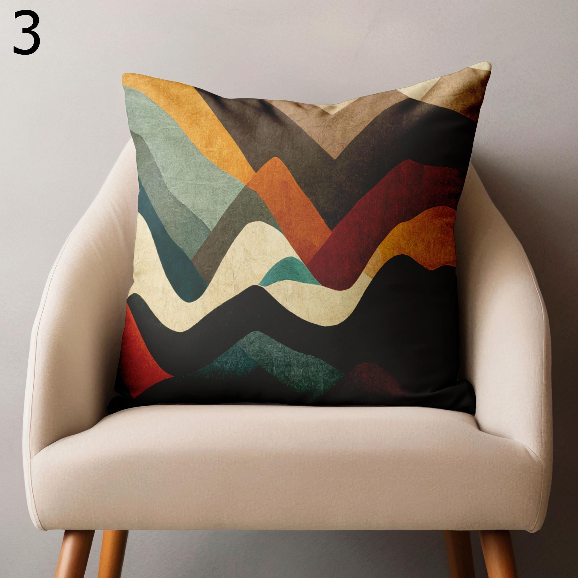 Mid Century Modern Pillow Covers, 70s Wavy Pillow Covers, Retro Decorative Pillow Cover, Retro Abstract Pillowcase, Wavy Retro Cushion Cover