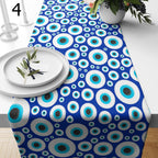 Blue Evil Eye Style Table Runner, Eye Bead Table Runner, Blue Good Luck Table Runners, Eyes Table Runner, Evil Eye Table Decor Runners