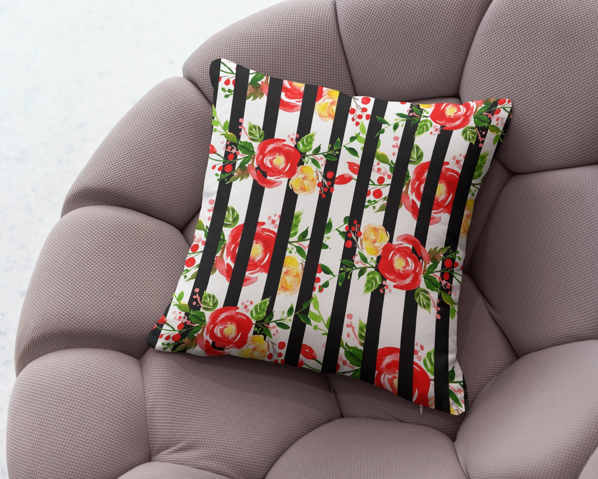Christmas Berry Pillow Covers, Christmas Berry Flowers Cushion Cover, Modern Xmas Floral Pillow Cover, Holly Berry Pillow Cover