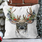 Merry Christmas Cushion Cover, Christmas Cute Deer Throw Pillow Cover, Xmas Reindeer Pillowcase, Winter Holiday Deer Pillow Covers