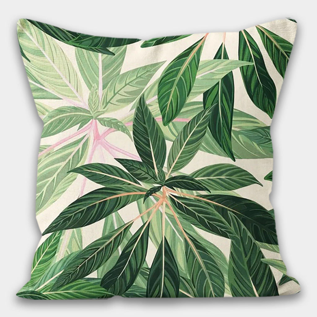 Tropical Leaves Pillow Cover, Leaves Pillow Cover, Floral Cushion Cover, Giant Leaves Cushion Cover, Green Botanical Pillow Cases