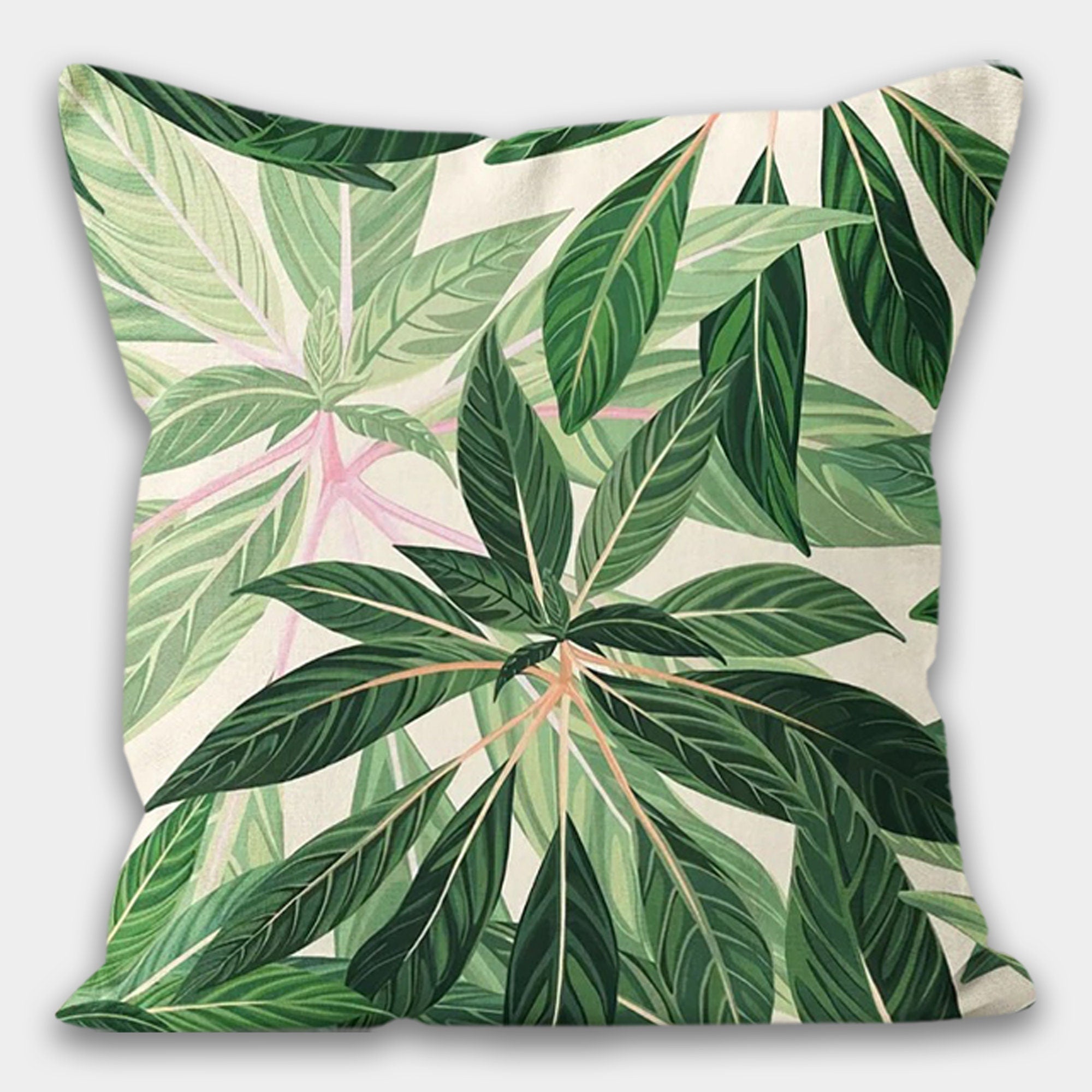 Tropical Leaves Pillow Cover, Leaves Pillow Cover, Floral Cushion Cover, Giant Leaves Cushion Cover, Green Botanical Pillow Cases