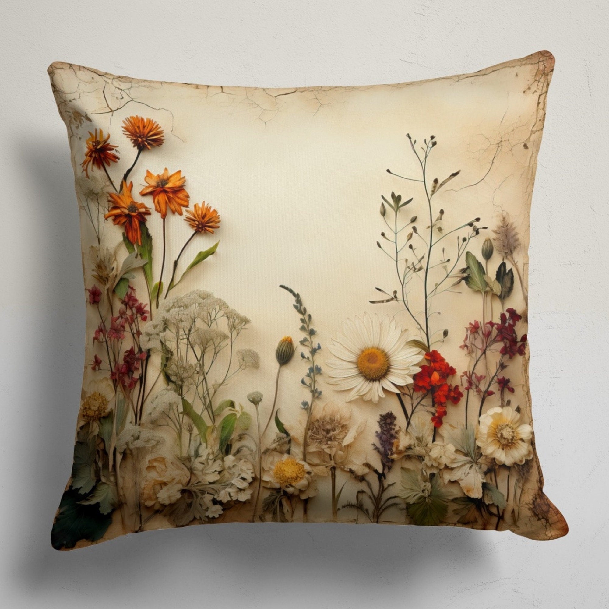 Wildflowers Pillow Covers, Flowers Throw Pillow Covers, Multicolor Floral Cushion Cover, Floral Printed Pillow Cases