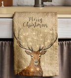 Xmas Winter Tea Towel,  Deer Print Kitchen Towels, Christmas Tea Towels, Xmas Kitchen Tea Towels, Christmas Reindeer Tea Towels