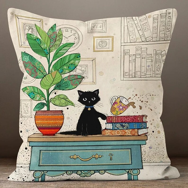 Cat Pillow Cover, Cute Cat Pillowcase, Cute Animal Home Decor, Print Pillow, Animal Pattern Pillow Covers, Pet Pillow Covers