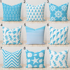 Nautical Pillow Cover, Anchor Pillowcase, Coastal Pillow Case, Seahorse Cushion Cover, Dolphin Throw Pillow Cover, Starfish Pillow Case