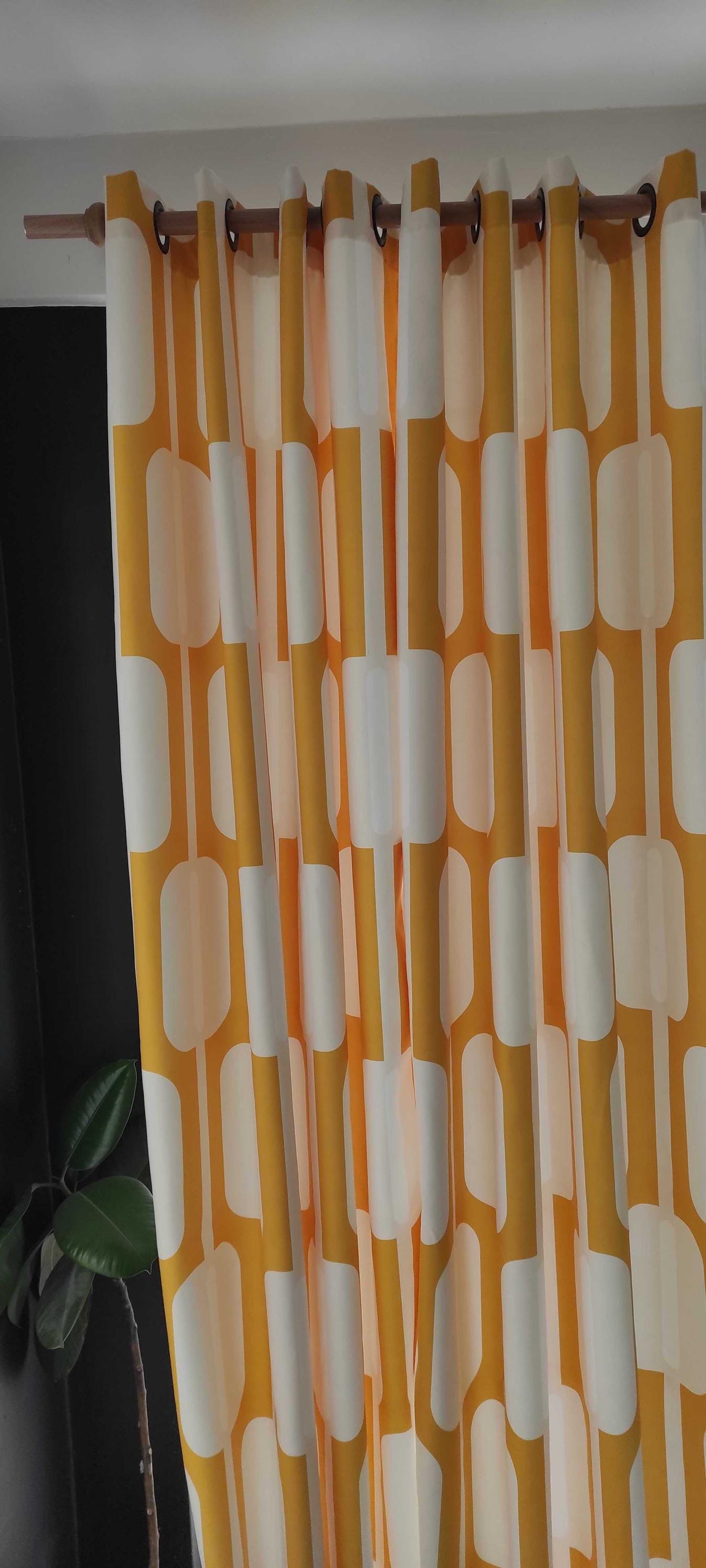 Retro Curtains, Mid Century Style Curtain Panels, 70s Retro Window Curtains, Retro Boho Curtains, Mid Century Colorful Printed Curtain