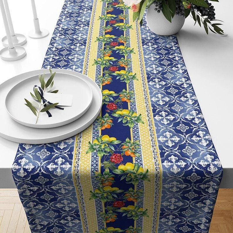 Lemon Table Runners, Yellow Lemon Table Runner, Kitchen Lemon Tablecloth, Lemon Kitchen Dining Table Runners