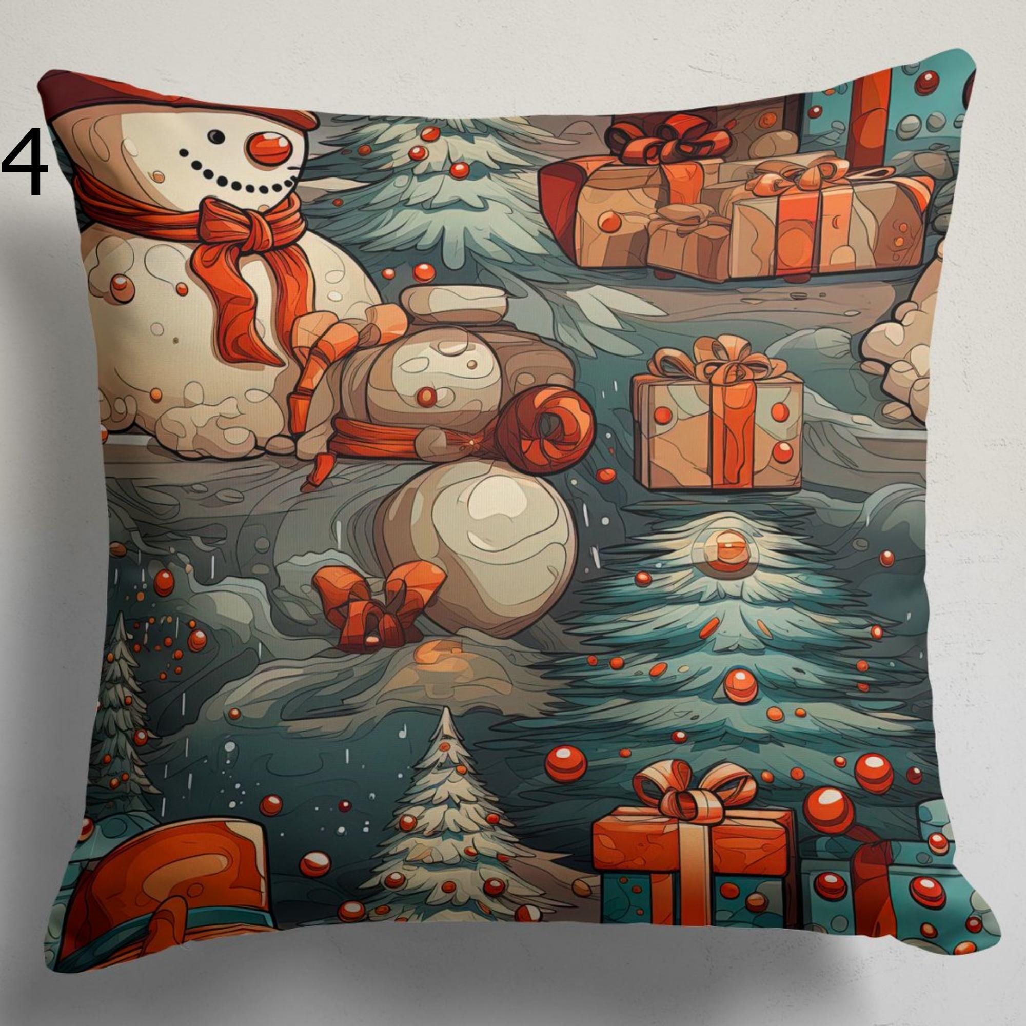Mery Christmas Throw Pillow Cover, Xmas Cushion Cover, Santa Claus Pillow Covers, Christmas Home Decor, Christmas Pine Tree Pillowcase
