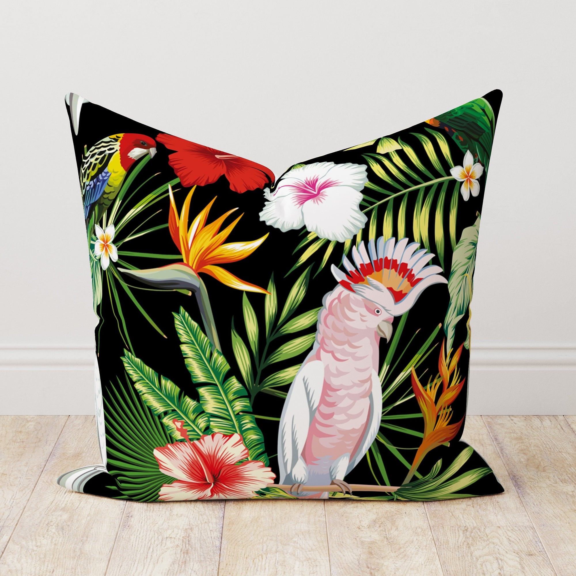 Tropical Flowers Pillow Covers, Bird of Paradise Pillow Covers, Exotic Floral Pillow Case, Bird of Paradise Cushion Cover, Floral Pillowcase