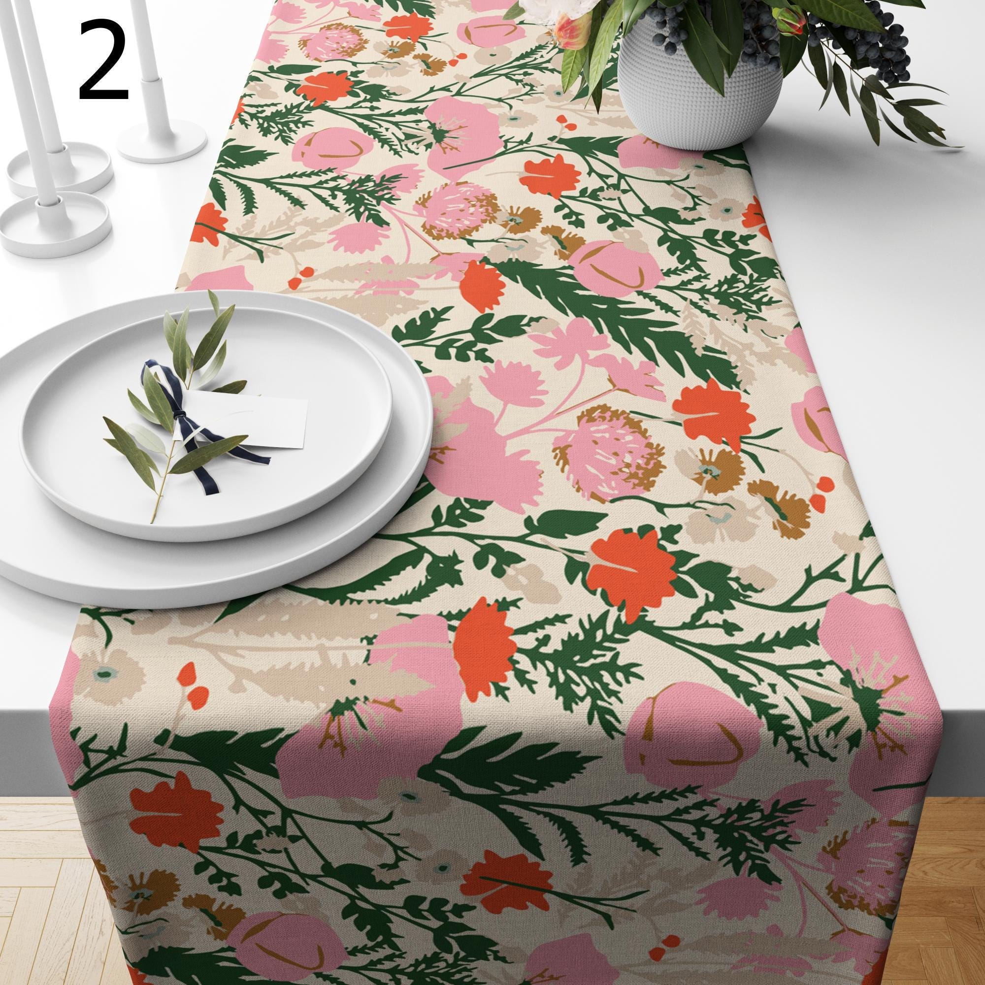 Floral Coffee Table Runners, Colorful Flowers Runners, Spring Wildflowers Table Runners, Wild Floral Printed Table Runner, Floral Runners