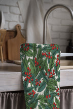 Christmas Berry Tea Towels, Xmas Dish Towel, Christmas Kitchen Decor Towel, Holly Kitchen Hand Towel,  Christmas Kitchen  Decor Dish Towel