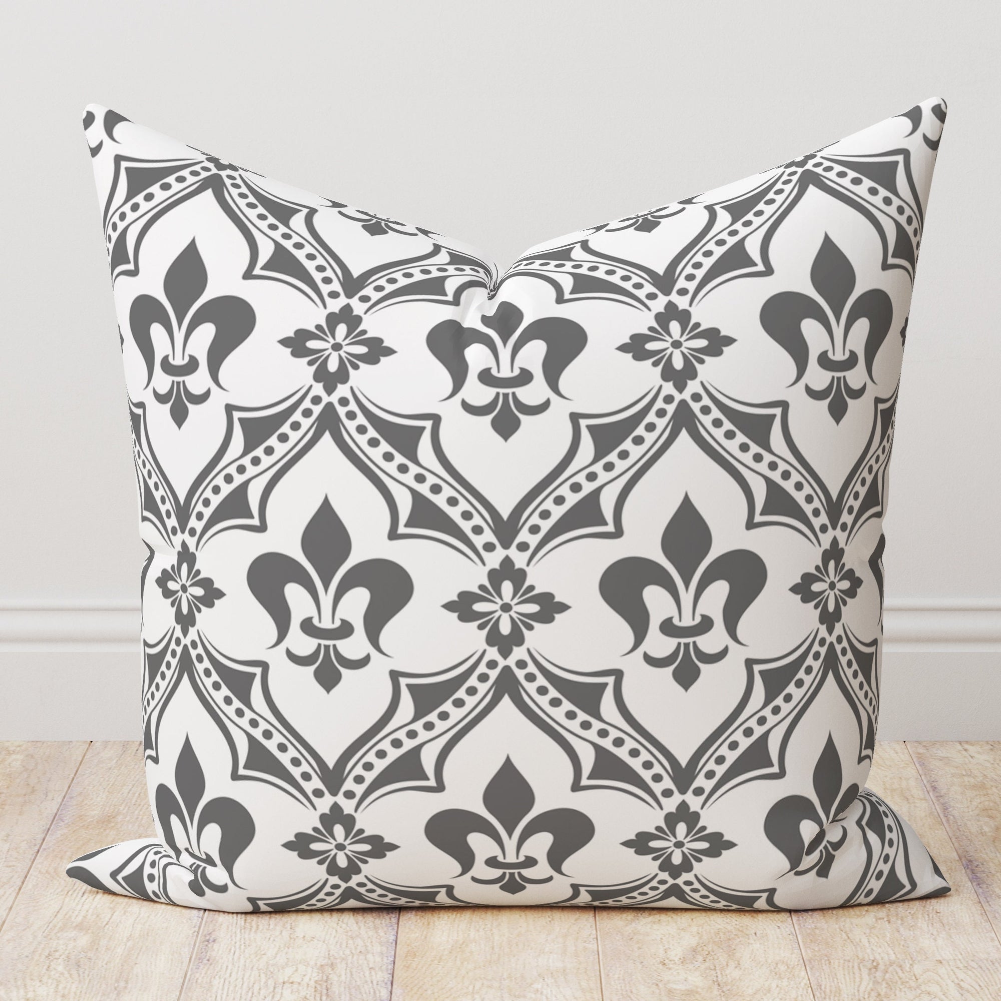 Modern Vintage Floral Pillow Cover, Country Farmhouse Vintage Grey Floral Cushion Cover, Grey Pillow Covers 18x18, Grey Throw Pillows