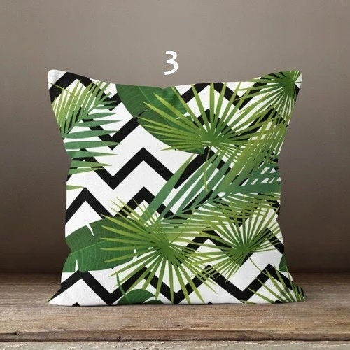 Tropical Leaves Pillow Cover, Leaves Pillow Cover, Floral Cushion Cover, Giant Leaves Cushion Cover, Green Botanical Pillow Cases