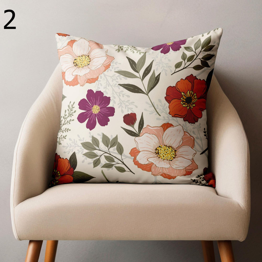 Farmhouse Floral Cushion Cover, Wildflowers Pillow Covers, Floral Throw Pillow Cover, Flowers Print Pillowcase,  Farmhouse Floral Pillowcase