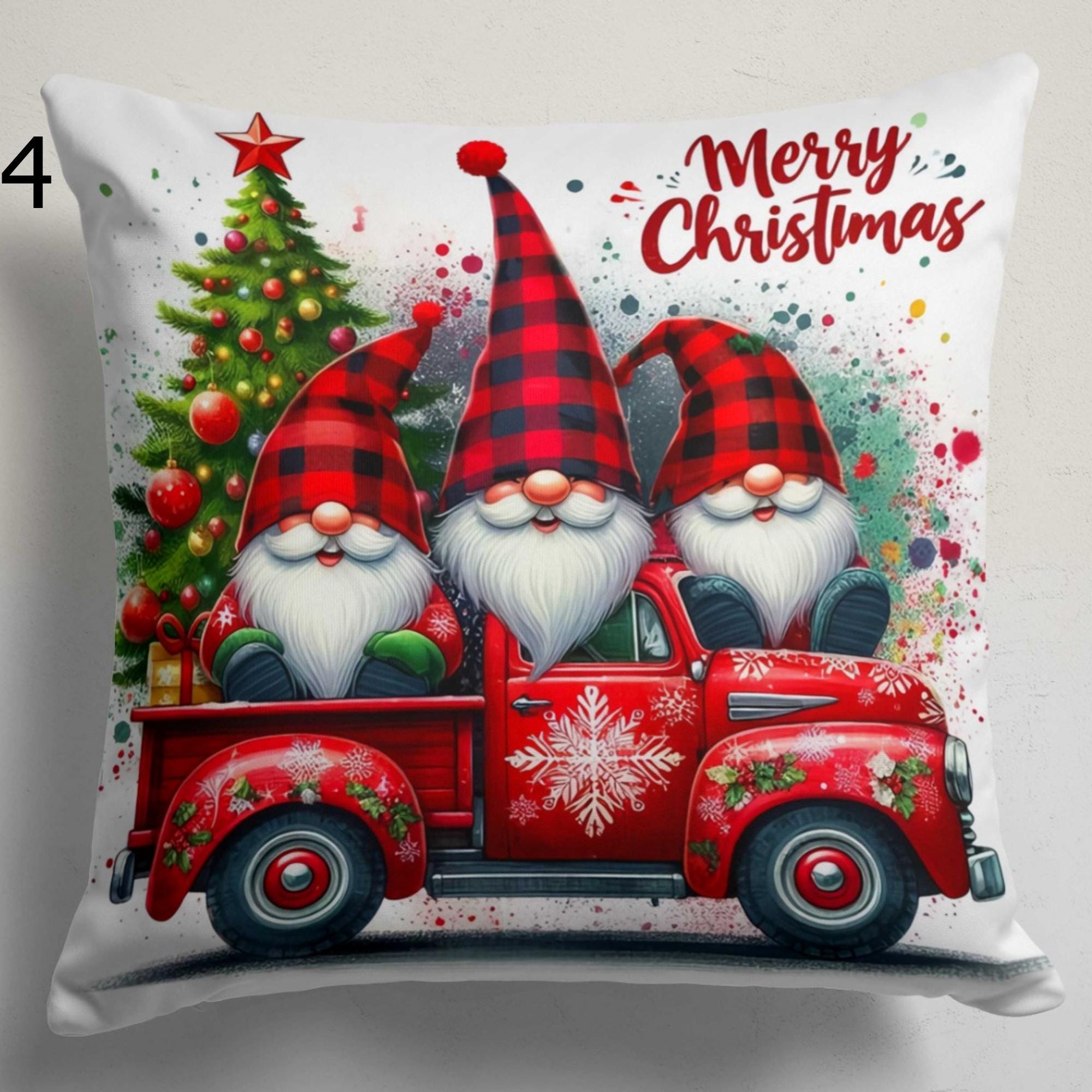 Christmas Funny Throw Pillow Cover, Christmas Gnome Pillowcase, Merry Christmas Pillow Covers, Funny Christmas Gnome Print Cushion Covers