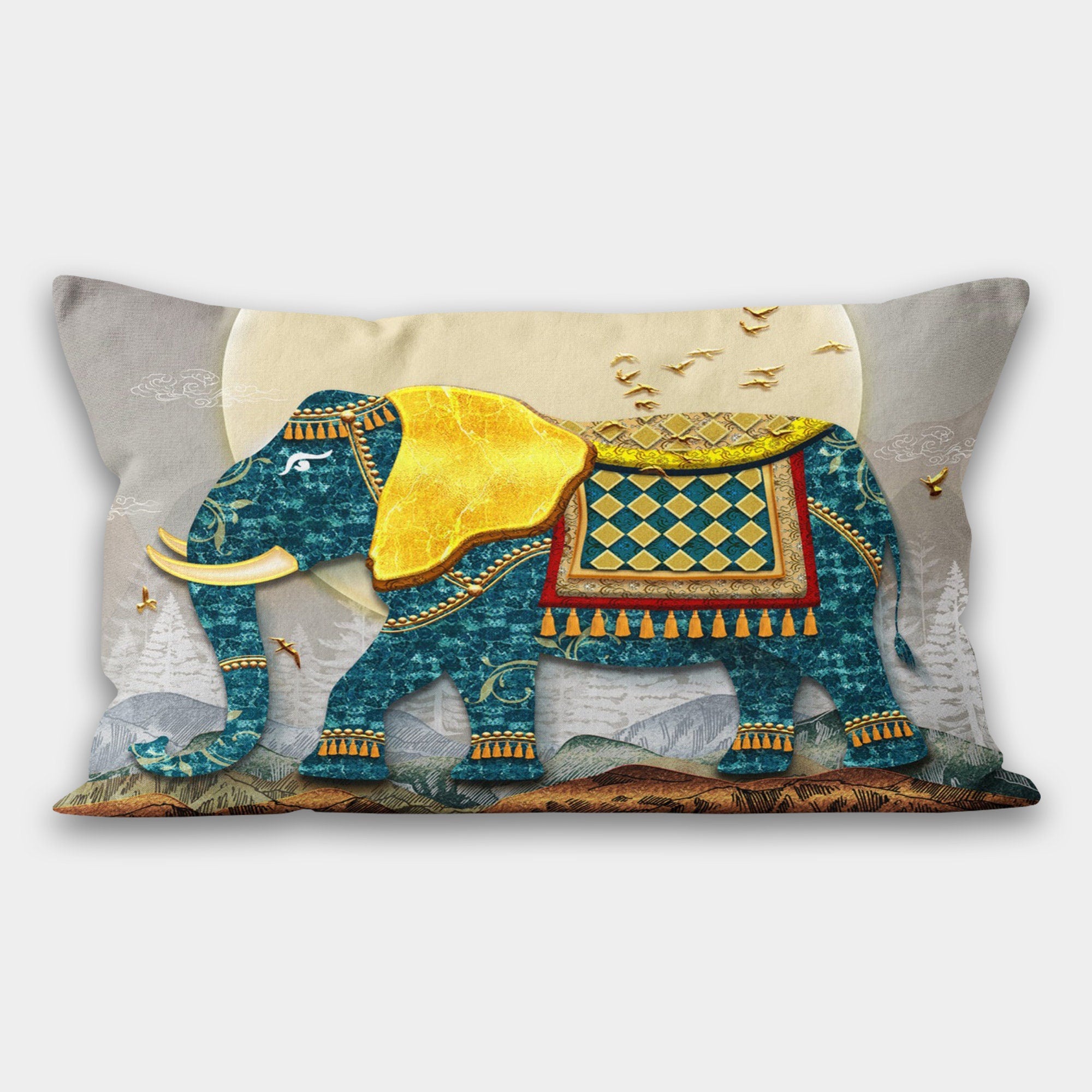 Decorative Pillow Cover,  Elephant Throw Pillow Case, Decorative Pillowcase,  Elephant Cushion, Fishes Pillow, Home Decor