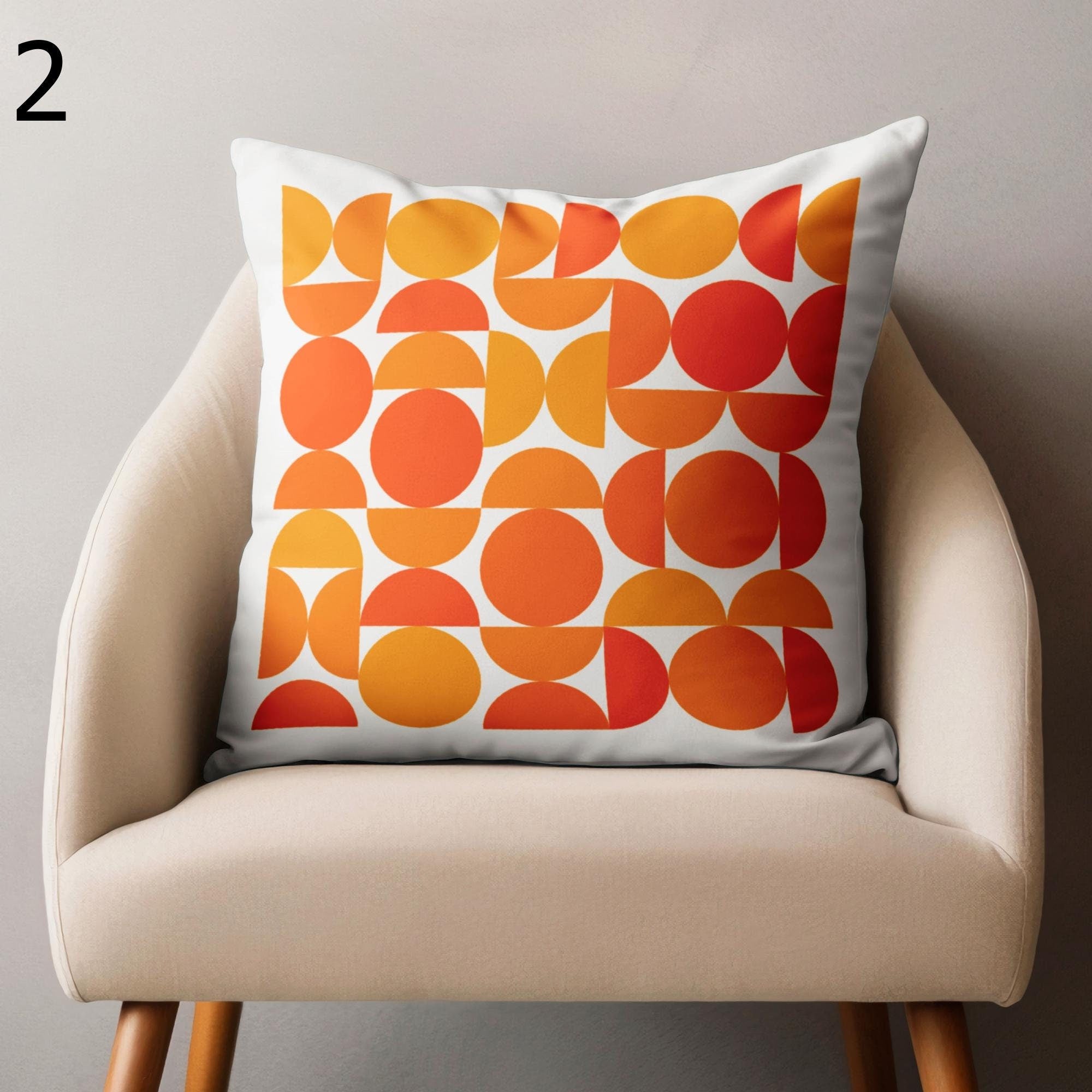 Retro Throw Pillow Cover, Mid Century Cushion Cover, 70s Retro Orange Print Pillowcase, Geometric Abstract Pillowcase, Retro Vintage Pillow