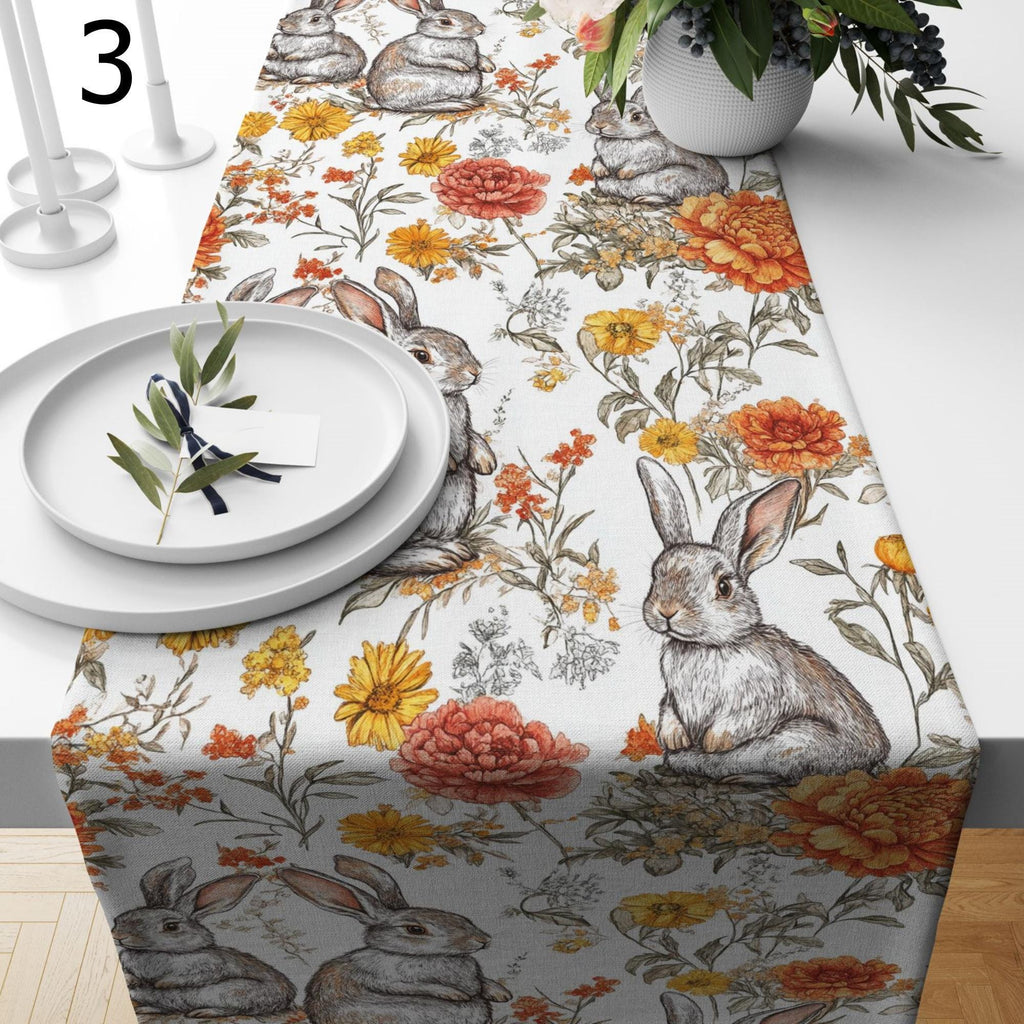 Easter Cute Bunny Table Runners, Spring Easter Bunny Coffee Table Runners, Spring Party Bunny Table Runners, Fun Bunny Table Runners