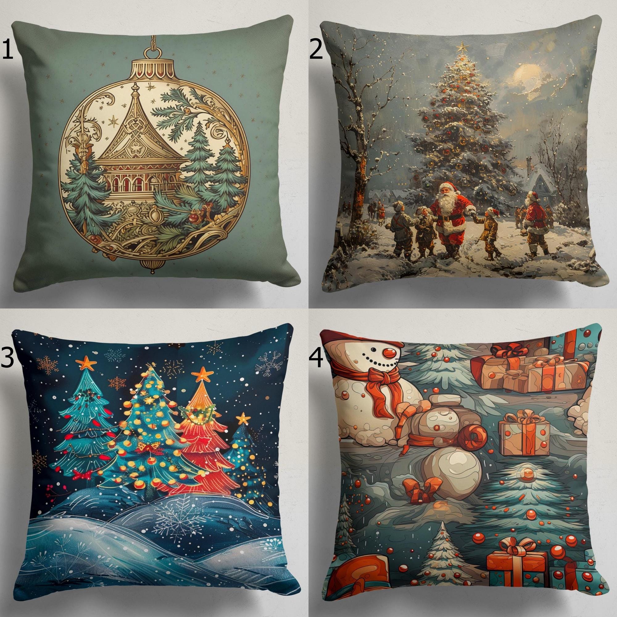 Mery Christmas Throw Pillow Cover, Xmas Cushion Cover, Santa Claus Pillow Covers, Christmas Home Decor, Christmas Pine Tree Pillowcase